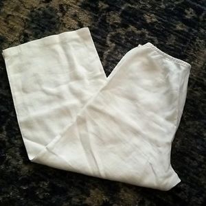 Eileen Fisher White Linen Pants Cropped Wide Leg
